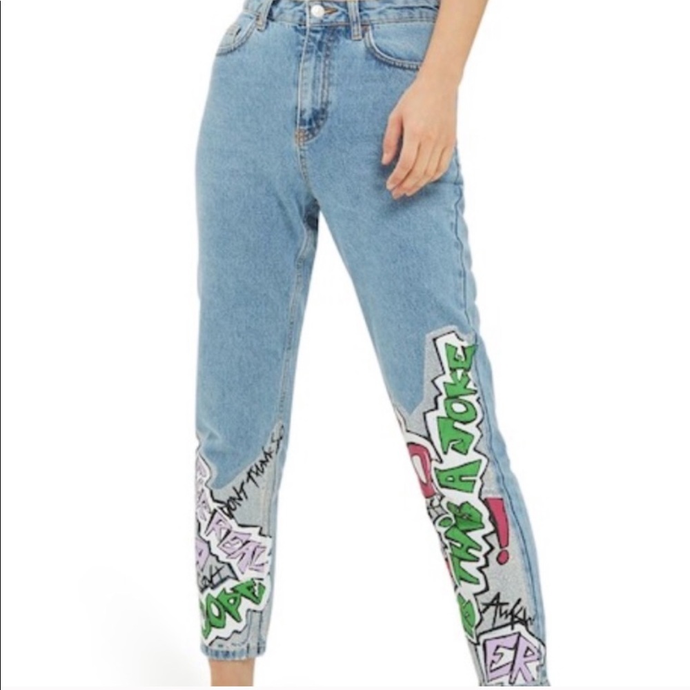 Top shop graffiti jeans (never worn)